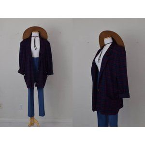 Vintage 80s Purple Plaid/Polyester Women Blazer by Cricket‎ Lane